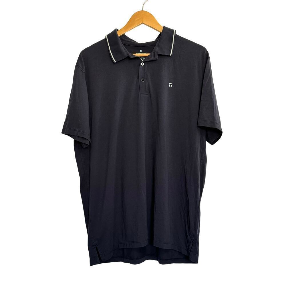 Tommy John Mens XL Navy Blue Pima Cotton Modal Stretch‎ Tipped Collar Polo Shirt